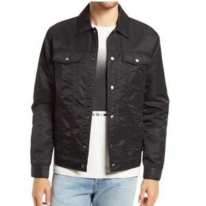 Frame Black Nylon‎ Quilted Liner Men's Trucker Jacket Car Coat Small